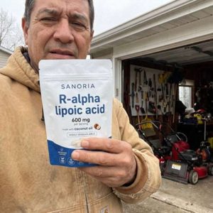 Walter holding a Sanoria pouch